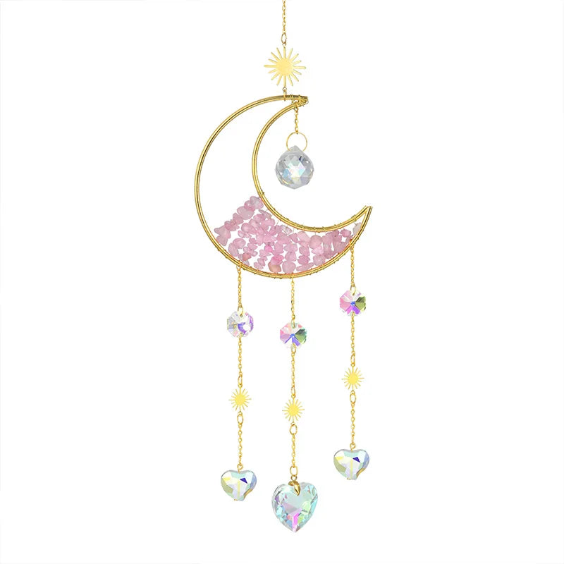 Gold Moon Crystal Suncatcher Wind Chime for Rainbow Effects - Smarsty