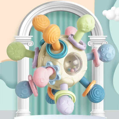 Baby Toys 0 12 Months Rotating Rattle Ball Grasping Activity Baby Development Toy Silicone Teether Baby Sensory Toys for Babies - Smarsty
