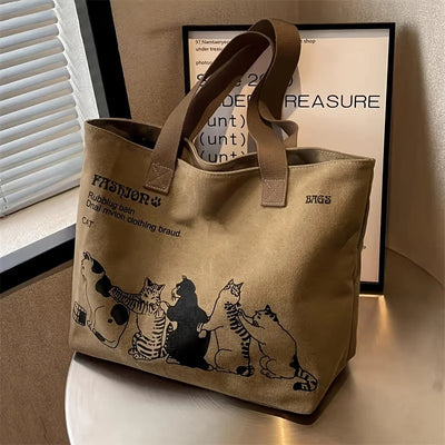 Womens Canvas Tote Bag Durable Spacious Zipper Closure - Smarsty