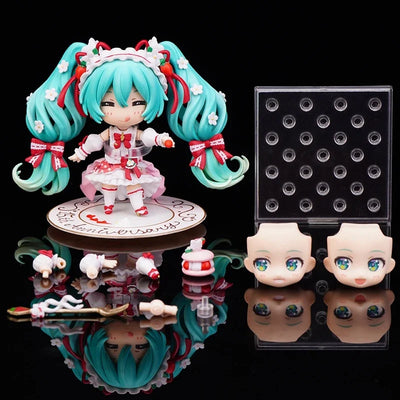 10cm #1939 Hatsune Miku Anime Figure 15th Anniversary Strawberry Miku Action Figure #1940 PVC Collection Model Doll Toys Gift - Smarsty