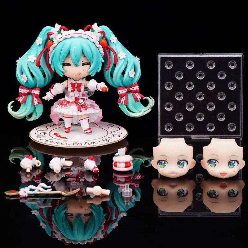10cm #1939 Hatsune Miku Anime Figure 15th Anniversary Strawberry Miku Action Figure #1940 PVC Collection Model Doll Toys Gift