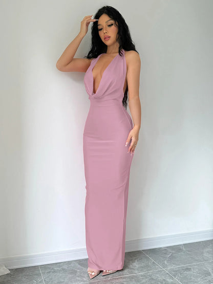 Dulzura Autumn Women Halter Backless Midi Dress For Women Bodycon Sexy Party Elegant Outfits Evening Birthday Clothes Y2K 2024 - Smarsty