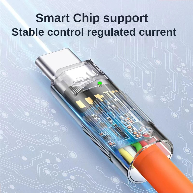 120W 6A Super Fast Charge USB C Liquid Silicone Cable For iPhone 14 15 Huawei Samsung Xiaomi Quick Charger Type-C Data Wire - Smarsty