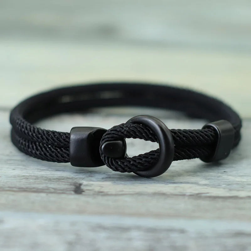 Men's Double Layer Paracord Survival Rope Bracelet Outdoor - Smarsty