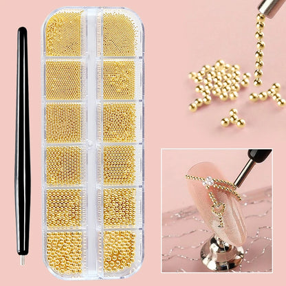 Mini Caviar Beads Nail Art Set with Magnetic Pen - Smarsty