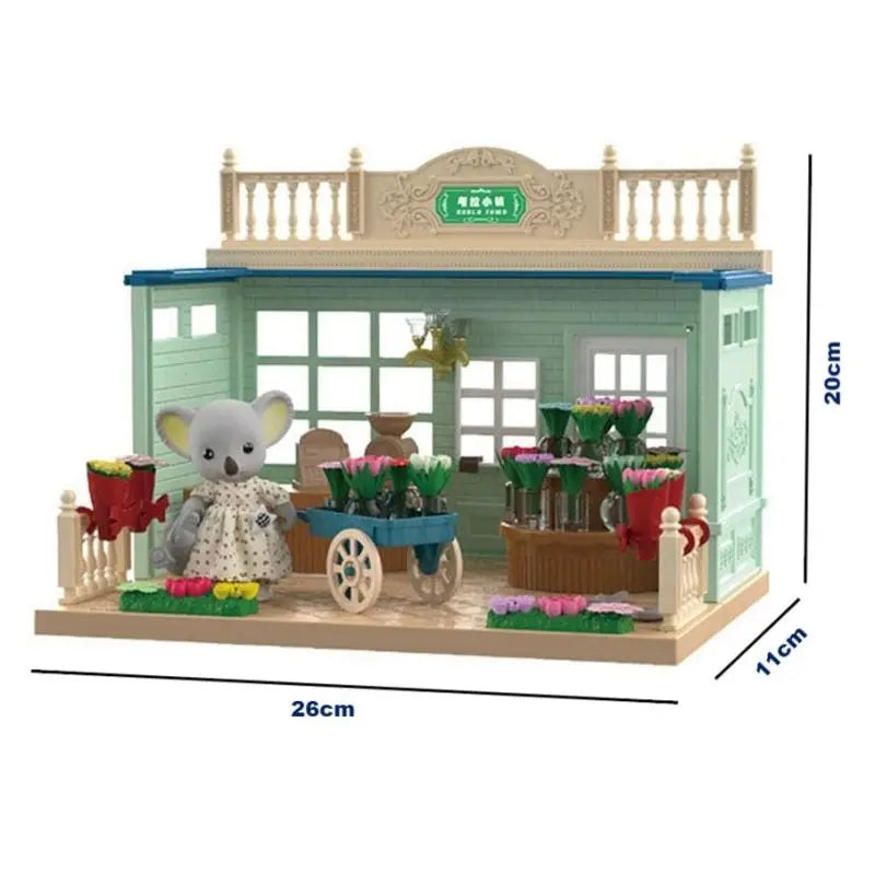 Girls kids Toys Miniature Dollhouse Furniture Shopping PlaySet DIY Family Games Supermarket Flower Store Pretend Toys by Smarsty