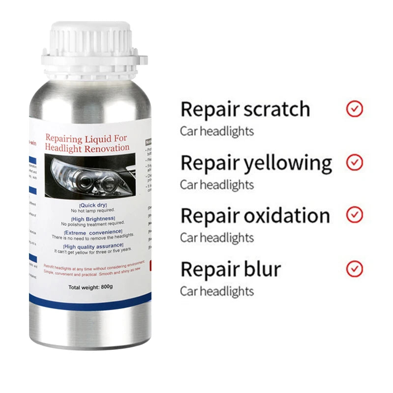 800ML Car Headlight Repair Fluid Headlight Polishing Restoration Polishing The Headlights