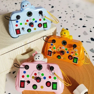Montessori Busy Board Sensory Toys Cartoon with LED Light Switch Control Board Travel Activities Children Game for 2-4 Years Old - Smarsty