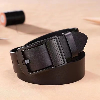 Leather Cowhide Men’s Belt Metal Alloy Pin Buckle - Smarsty
