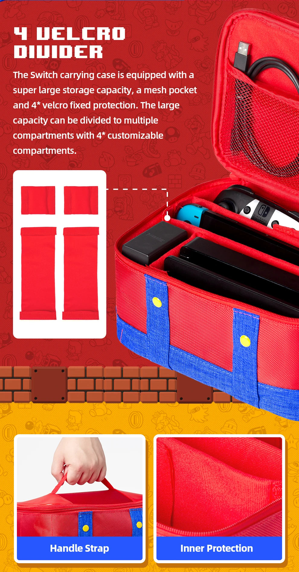 Large Protective Case for Nintendo Switch OLED Travel - Smarsty