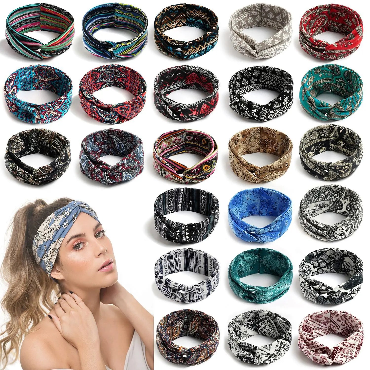 Bohemian Vintage Turban Headband Soft Stretchy Cashmere - Smarsty