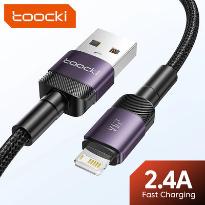 Toocki USB Cable For iPhone 14 13 12 Pro Max X XS XR 8 7 Plus iPad Fast Charging Charger Aluminum iP Cable For iPhone Data Cord - Smarsty