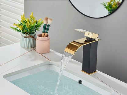 Brushed Gold Waterfall Bathroom Sink Faucet Mixer - Smarsty