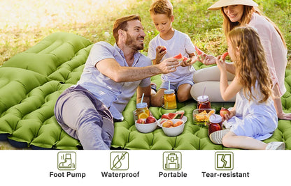 WESTTUNE Camping Sleeping Pad Ultralight Camping Mat with Pillow Built-in Foot Pump Inflatable Mattress for Backpacking Hiking