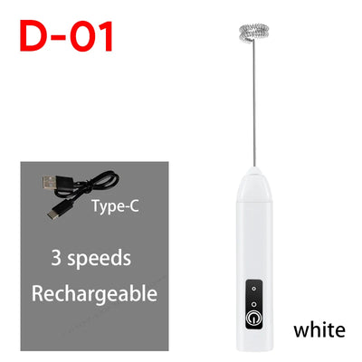 HOT  Electric Milk Frother + Egg Beater Wireless Type-C Charging 3 Speeds Mini Handheld Foam Maker Coffee Whisk Cooking Tools - Smarsty