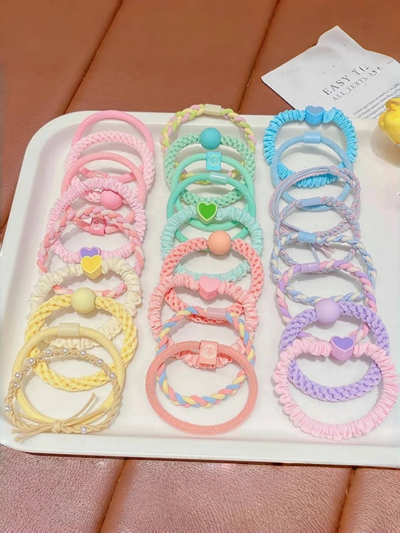 Girls Macaron Color Hair Bands Soft Elastic Five Pack - Smarsty