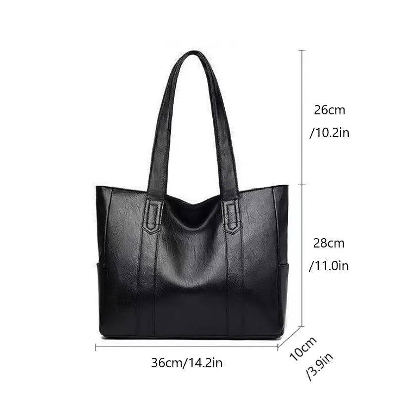 Vintage Large Capacity Tote Bag With Premium Vegan Leather - Smarsty
