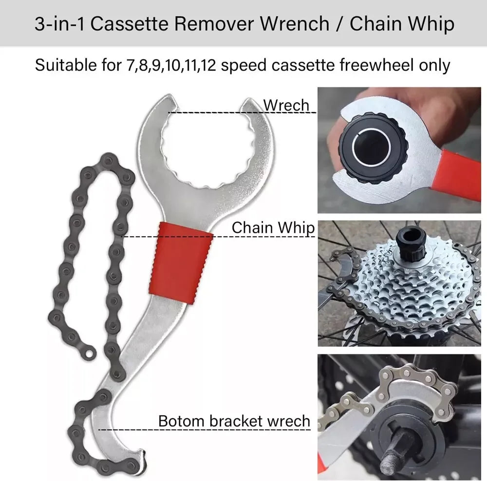 9PCS Bike Repair Tool Kit Crank Chain Cutter Extractor Freewheel Puller Crank Puller Spoke Wrench Complete Bike Maintenance Kits