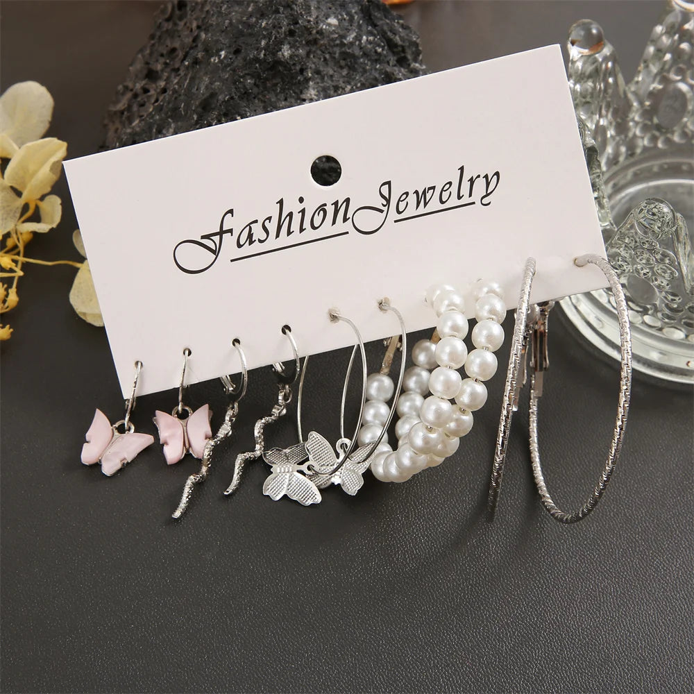 Elegant Silver Round Pearl Hoop Earrings For Women - Smarsty