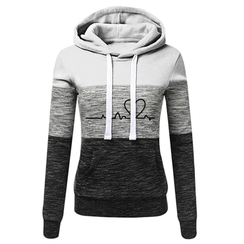 Autumn Winter Warm Women's Fleece Long Sleeve Hoodie Fashion Slim Fit Sweatshirt Ladies Casual Color Matching Outdoors Pullover