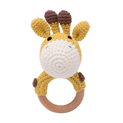 Baby Crochet Rattle Wooden Teether Toy BPA Free Wood Rodent Rabbit Rattle Baby Mobile Play Gym Newborn Educational Music Toys by Smarsty