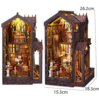 DIY Book Nook Kit 3D Miniature Wooden Doll House Photo Frame Ornament Bookshelf Insert Retro Booknook Decor For Birthday Gifts by Smarsty