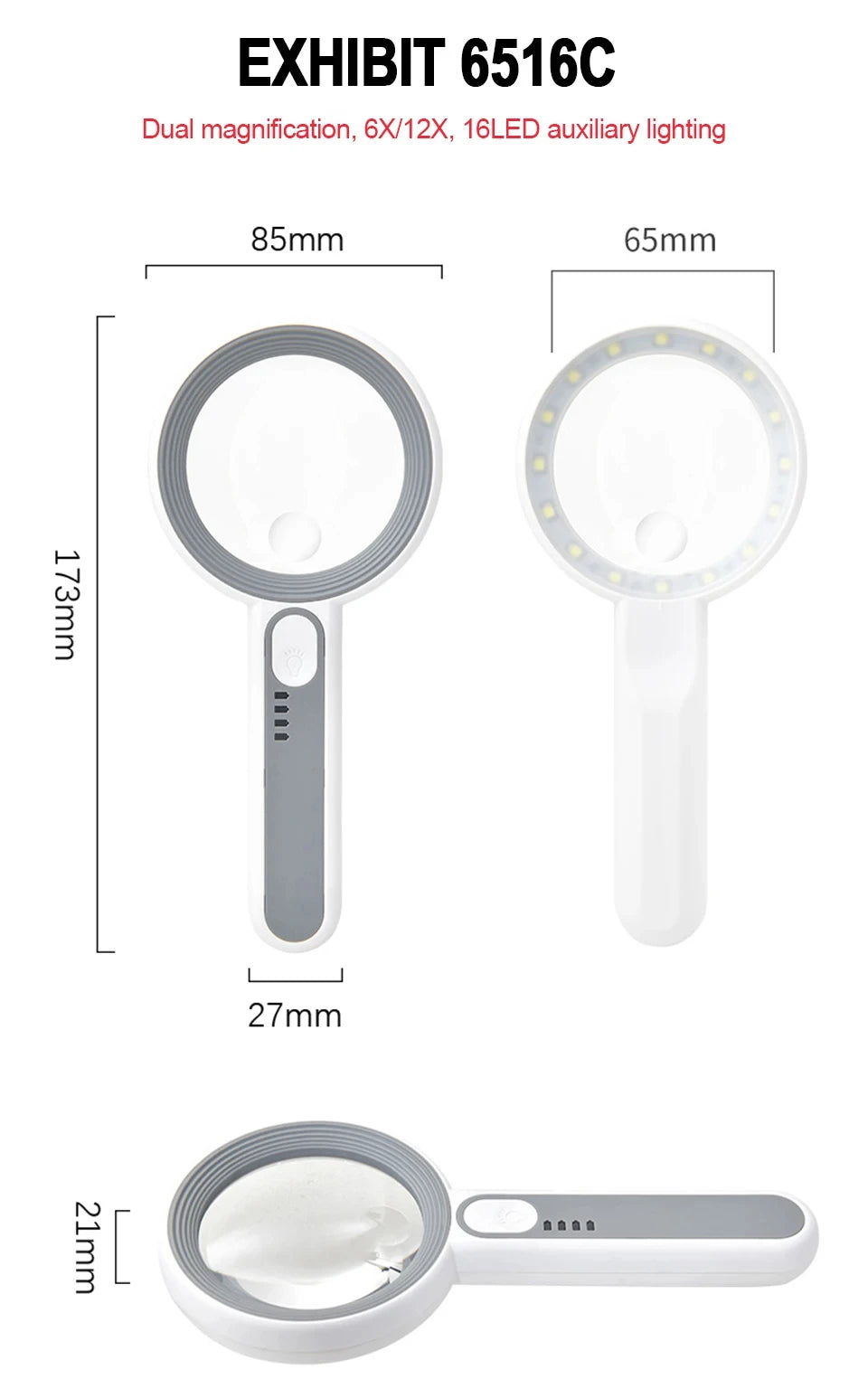 Rechargeable Handheld Magnifier with LED Light for Easy Reading - Smarsty