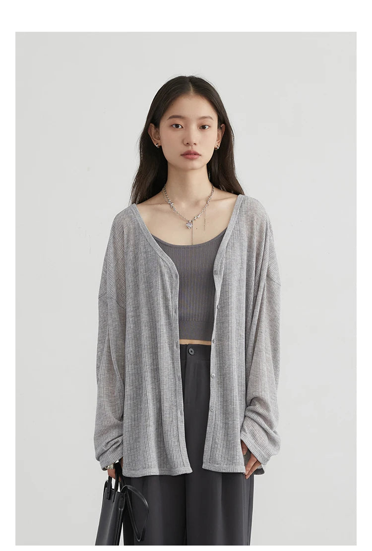 CHIC VEN Women's Cardigan New V-neck Long Sleeved Female Shirt Female Jumpers Sun Protection Woman Top Spring Summer 2024