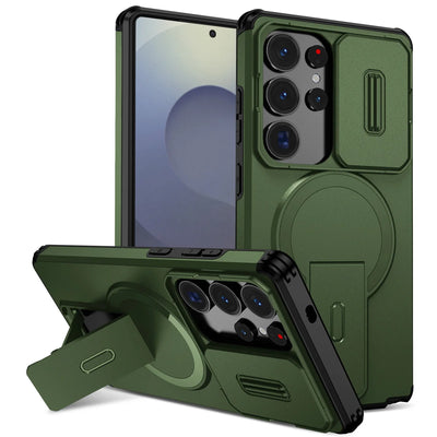 Lens Protect Camera Phone Case for Samsung S25 FE S24 S23 Ultra S22 Plus A17 A36 A56 A16 A15 A35 A55 Magnetic Kickstand Cover