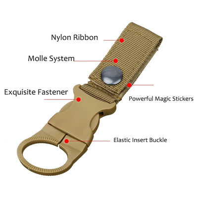 1-Pack Webbing Buckle Hook Water Bottle Clip - Durable Nylon With Safety Buckle, Multi-Color Optional, Suitable For Camping, by Smarsty