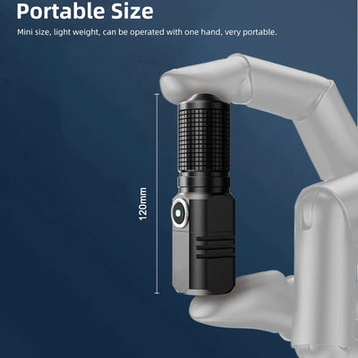 Mini Flashlight XHP50 LED USB C Rechargeable 16340 18650 Battery Flashlight 1500lm Powerful Torch Can Be Closed with One Click by Smarsty
