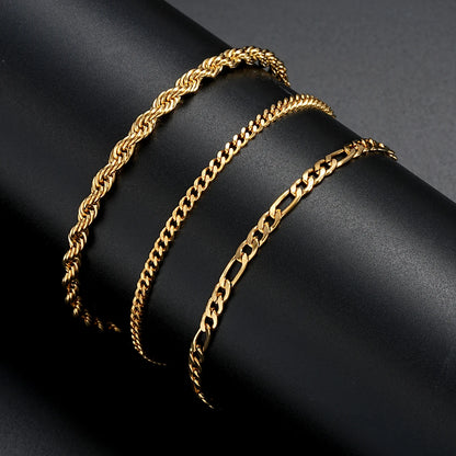 Stainless Steel Cuban Chain Bracelet Set for Men - Smarsty