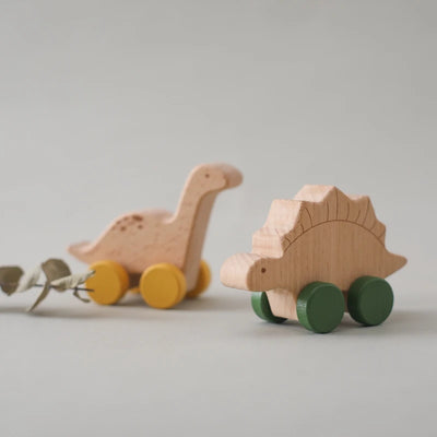 Wooden Baby Car Toys Beech Wooden Dinosaur Cartoon Car Teether Educational Montessori Toys For Children Teething Baby Toys - Smarsty