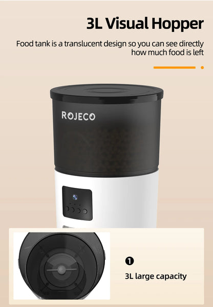 ROJECO 3L Automatic Pet Feeder With Remote Control - Smarsty