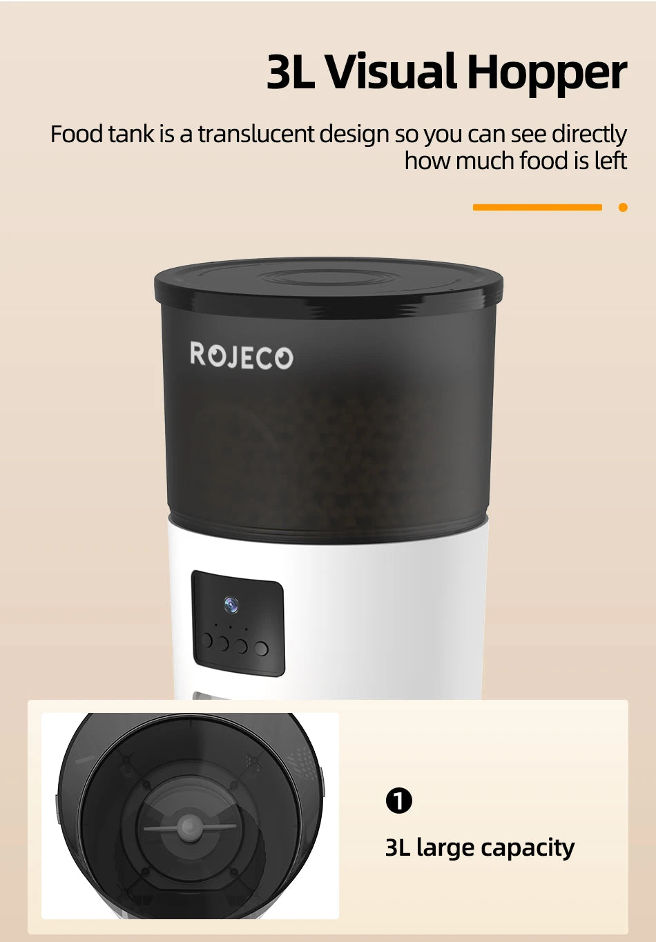 ROJECO 3L Automatic Pet Feeder With Remote Control - Smarsty