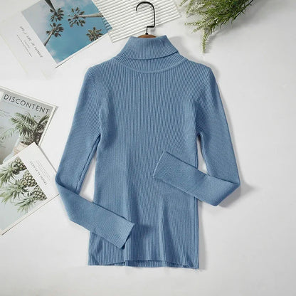 2025 Women Turtleneck Sweater Knitted Soft Pullovers Cashmere Jumpers Basic Solid Soft Sweaters Women Autumn Winter Casual Top - Smarsty