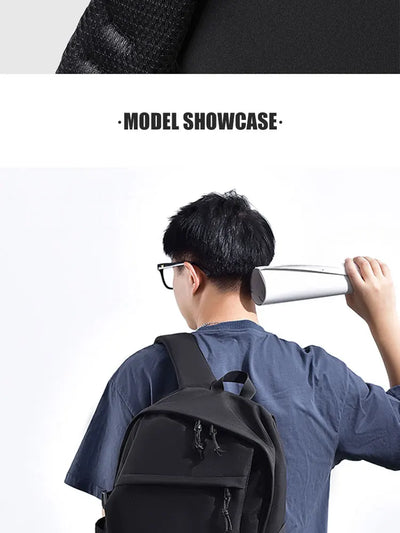 One 15 Inch Polyester Waterproof Solid Color Simple Men's Backpack Fashion Couple Student Computer Backpack - Smarsty