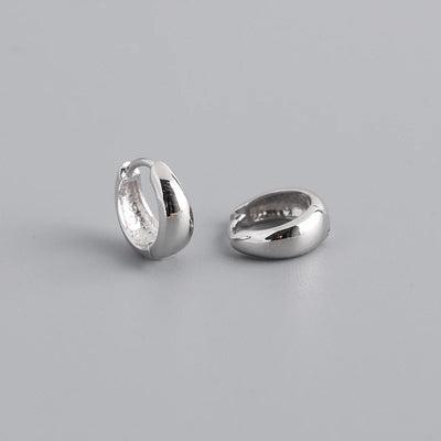 925 Sterling Silver Wide Gothic Huggies Hoop Earrings - Smarsty