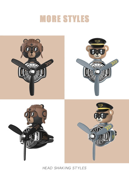 Odorless Car Air Freshener Vent Clip Bear Pilot Decor - Smarsty