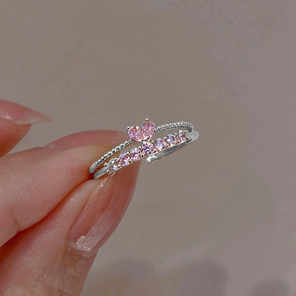 Elegant Dainty Crystal Heart Rings Set for Women - Smarsty