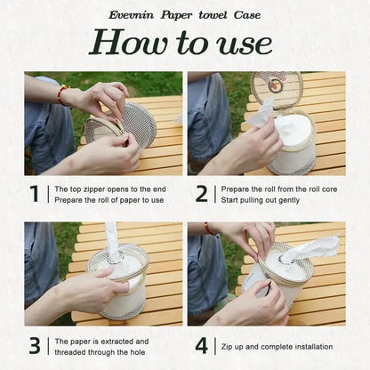 Outdoor camping tissue case roll paper storage bag with hook portable tissue holder tent hanging napkin holder camping supplies