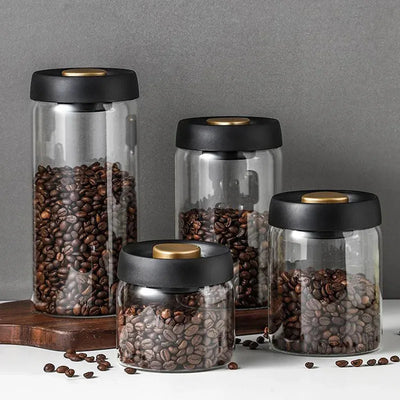 Coffee Bean Sealed Jar, Kitchen Storage, Glass Jar, Moisture-Proof, Vacuum Pressed Storage Jar, Tea, Rice, Peanut Storage by Smarsty