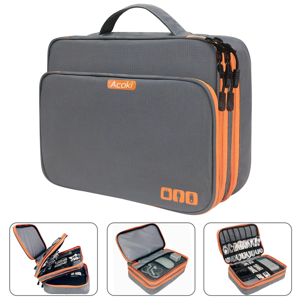 Multi Layer Electronic Accessories Organizer for Travel - Smarsty