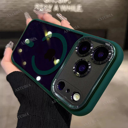 Luxury Magnetic Metal Lens Bumper Protection Case For iPhone 14 13 12 11 Pro Max Plus Magsafe Acrylic Clear Cover by Smarsty