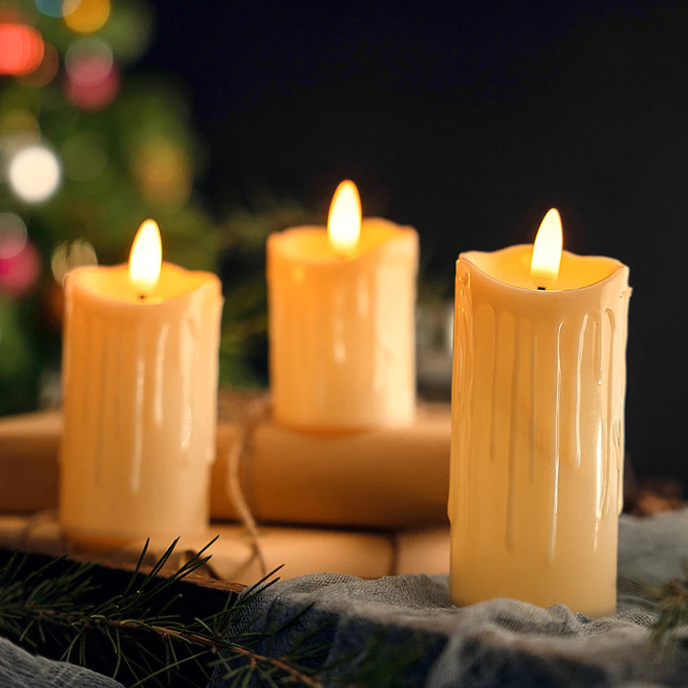 5cm Flameless LED Tealight Battery Operated Simulation Flickering Pillar Candles PP Candles Light Tear Shaped for Party Festive
