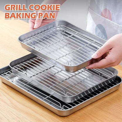 Stainless Steel Baking Pan with Rack for Grilling - Smarsty