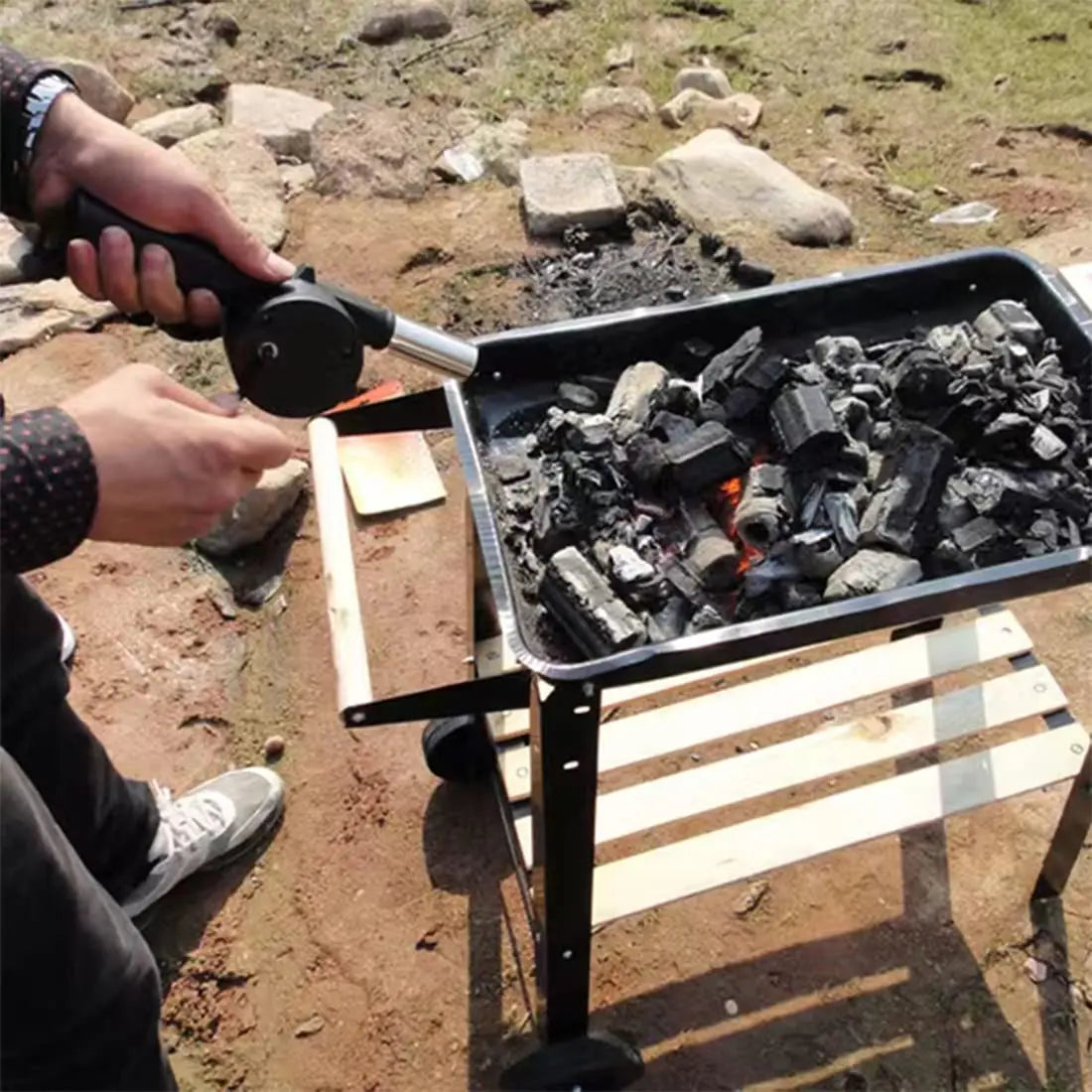 Portable Hand-Cranked Barbecue Air Blower for Easy Fire Starting - Smarsty