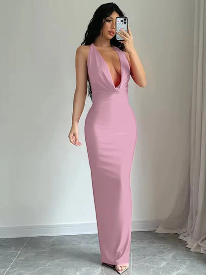 Dulzura Autumn Women Halter Backless Midi Dress For Women Bodycon Sexy Party Elegant Outfits Evening Birthday Clothes Y2K 2024 - Smarsty