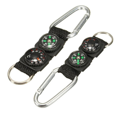 1pc Universal Multifunction 3 In 1 Camping Climbing Hiking Mini Carabiner W Keychain Compass Thermometer Hanger Key Ring by Smarsty