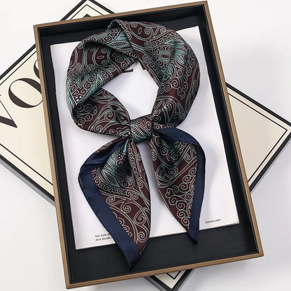 Bohemian Silk Square Scarf for Women Luxury Floral Print - Smarsty